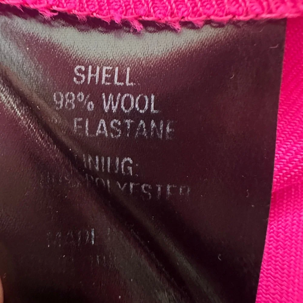 Argent Hot Pink Wool Blend Straight Leg Trousers High Rise Elastic Back 25W